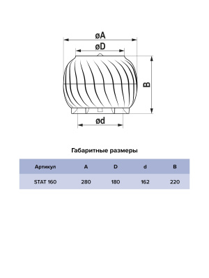 Дефлектор STAT D160 статический пластик Gray graphite ERA